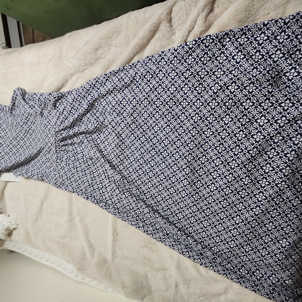 Lands' End Blue and White Maxi Dress